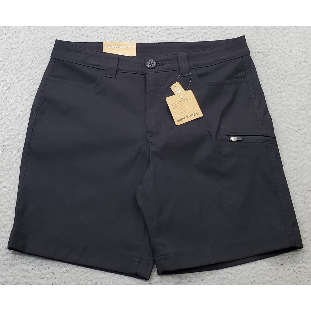 Eddie Bauer WR Rainier Golf Shorts Women 4 Black Hiking Outdoor Athletic UPF 50+